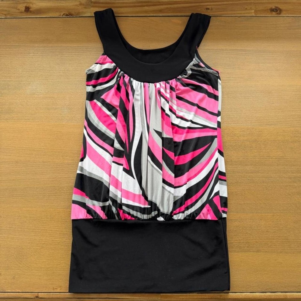 Vintage Y2K Kiwi pink and black abstract print club top
